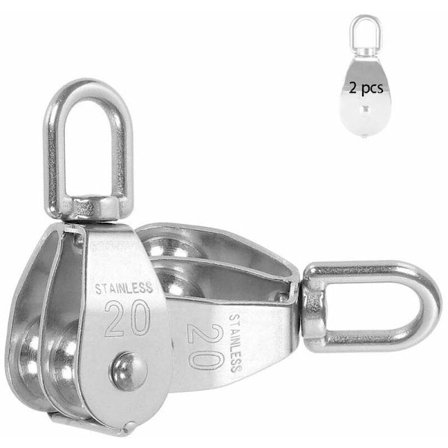 2 st rullar, replyftblock, fast dubbelrulle, stållinareulle, kabelrulle, dubbelrulle, rostfritt stålrulle (M20-S)