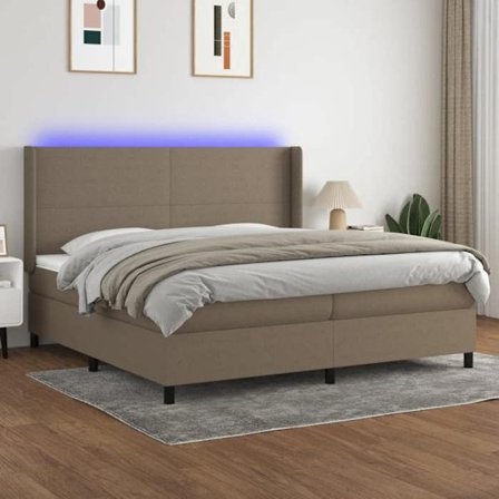 Maison Exclusive - Sengebund med lameller madras LED Taupe 200x200 cm Stof