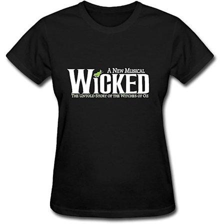 Cezhtwcx Svart T-shirt för kvinnor Broadway Musicals Wicked Touring 2016 Fanlogotyp