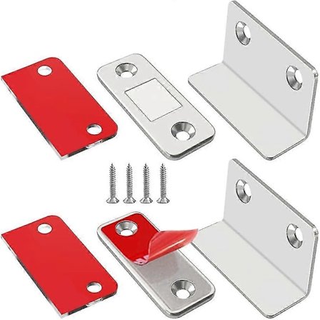 Magnetisk Dörrlåsset, 2-pack, Ultratunt, Starkt Magnetiskt Lås, Dörrstängare för Låda, Skåp, Möbel, Silver