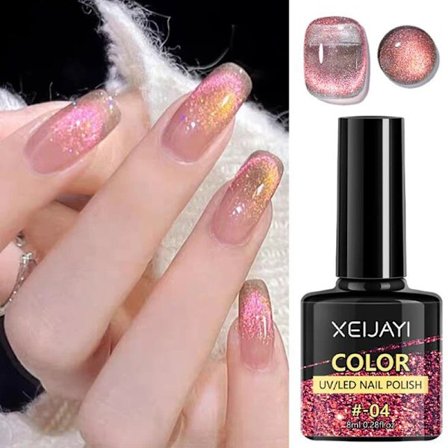 XEIJAYI Rosa Kattöga Gel Nagellack Keramisk Magnetisk Gel UV Semi-permanent Emaljer Lack Nagelmaterial För Professionella Gel