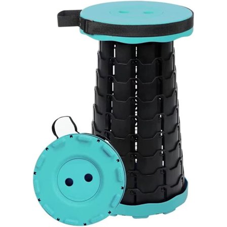 Sammenleggbar teleskopkrakk bærbar, sammenleggbar krakk for voksne, oppgradert sammenleggbar sammenleggbar sete med lastekapasitet 550 pund, himmelblå