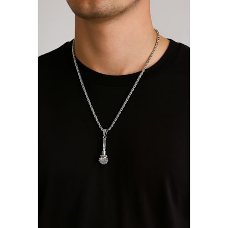 Silverfärgat Microfon Halsband med Strass