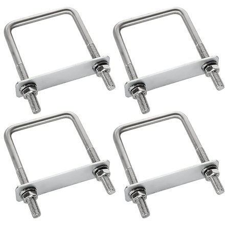 4 stk. festeklemme, U-bolt feste, U-bolt, takboksfeste, holdbar ramme, rustfritt stål firkantet U-bolt, for tauing, reparasjon, båt, bil - Snngv