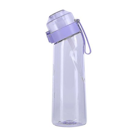 Smaksatt Vannflaske med 7 Smakskapsler Air Water Up Flaske Frost Svart 650ml Air Starter Up Set Vannkopp for Camping Sport Lilla