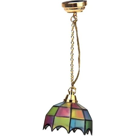 Miniatyr Dukkehustavlelampe med LED-lys, Dekorativ Taklampe, Dukkehustilbehør