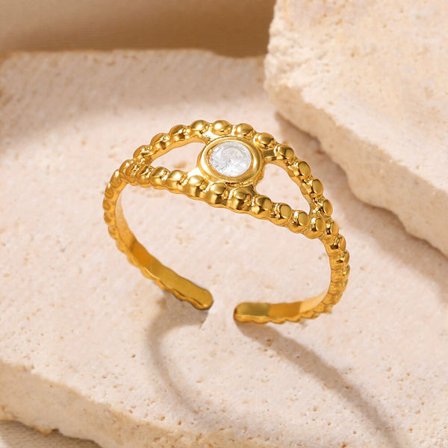 Rosa Rhinestone Guld Färg Evil Eye Ringar För Kvinnor Tjej Rostfritt Stål Justerbara Finger Ringar Vän Amulet Presenter