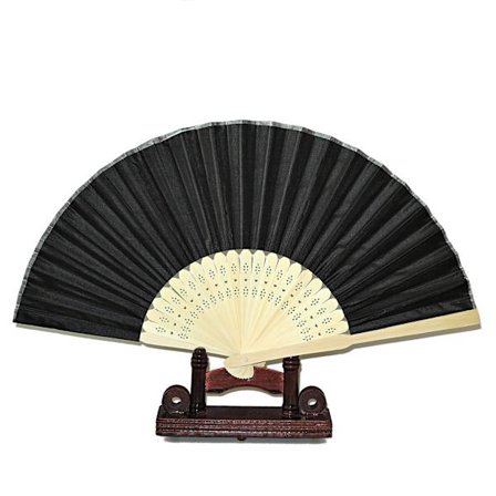 Solfjær - Ensfarget svart i chiffon med trebase