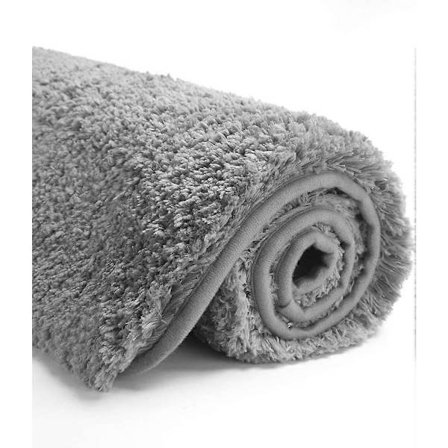 Skridsikker bademåtte (16 x 24, grå) Vandabsorberende blød mikrofiber lurvet, maskinvaskbar bademåtte til badeværelse tykke plys tæpper til brusebad