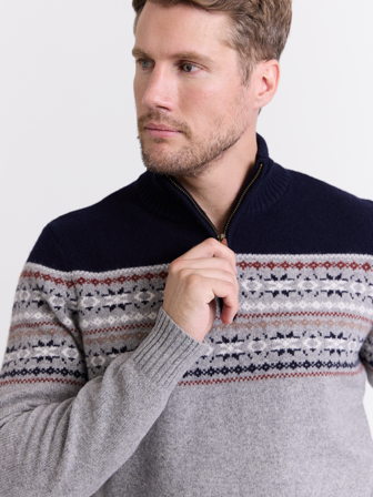 MATCH - Winston zip genser - Redford - Str. XXXL - Herre - Gensere & Cardigans - Grå - 80% ull-lam, 20% nylon-resirkulert