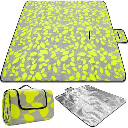 200 x 200 cm:n kokoinen vedenpit v ja taitettava piknik-viltti, jossa on kolme kerrosta ja kahva, sopii retkeilyyn, puutarhanhoitoon, patikointiin ja 