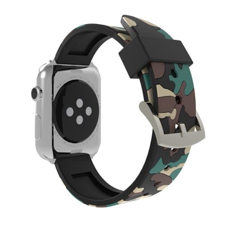 Silikonarmband Apple Watch 42/44/45 mm Kamouflage Grön