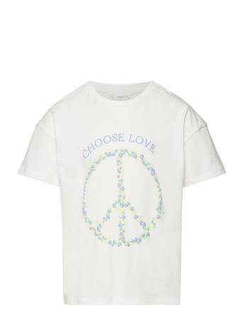 Peace T-shirts Short-sleeved Hvit Mango*Betinget Tilbud