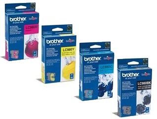 Brother LC980 Valuepack med 4 blekkpatroner, sort (300 sider) + 3 farger (260sider)