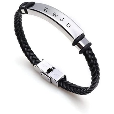 Wwjd Hwlf Armbånd til Elskende, Håndlavet Læderarmbånd Hvad Ville Jesus Gøre Han Ville Elske Først Rustfrit Stål Armbånd Inspirerende Religiøs Remi