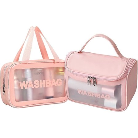 2 stk. Rejse Makeup Taske, Vasketaske Kvinder, Bærbar Stor Kosmetiktaske Makeup Case Organizer til Kvinder og Piger