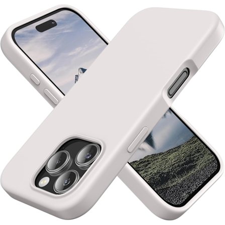 Silikonskal Kompatibelt med iPhone 16 Pro Max Skal Mjukt Ultratunt Skyddande Stötsäkert Flytande Silikon Telefonskal, 6.1" Vit