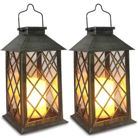 Solar Lantern, Outdoor Lanterns Warm White Waterproof Lights, 2pcs