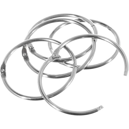 10-pakks nikkelbelagte metallbokringer for bladperm - 5 cm diameter - sølv