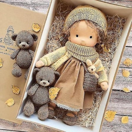 Håndlavet Waldorfdukke, Håndlavet Strikket Dukke Håndlavet Plysdukke, Jule Waldorfdukke, Jule Fødselsdagsgave Piger