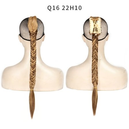 Syntetisk fisksvansfläta hästsvans med kloklämma 24 tum lång flätad flätad hästsvans Hårstycken med klämma i hårförlängning