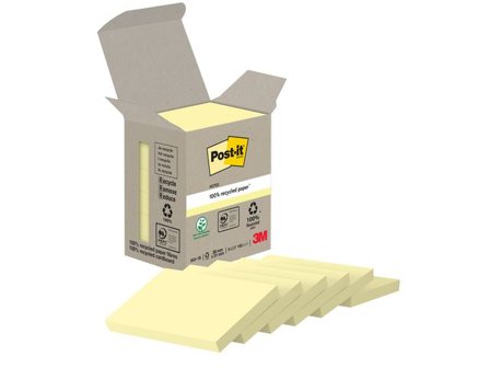 Post-it Mini Tower-förpackning med återvunna Sticky Notes-notislappar, 38 x 51 mm, gula, 100 ark 6/fp - Lyreco - Kontorsmaterial - Notes och Post-It -