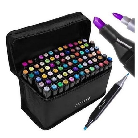 80-pak - Tusser med etui - Dobbeltsidede tusser, multifarve