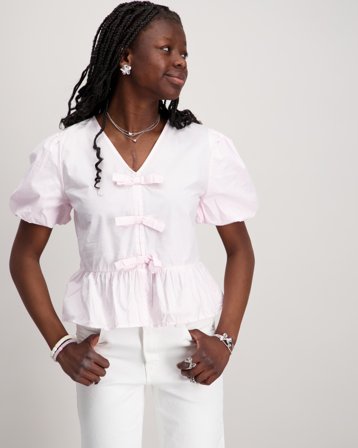 Gina Tricot Young Y tie peplum top Rosa Toppe/Bluser Pige - Kids Brand Store