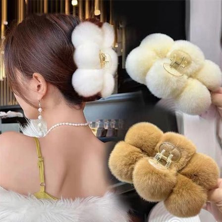 Vinter Temperament Kanin Hårklemme Hår Bold Grab Clip Stor Plu