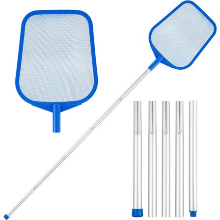 Pool Net, Avtagbar Stång Pool Skimmer Net med 5 Sektioner, 6.8 m, 18 m, Finmaskig Skimmer Net, Pool Lövnät