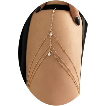 Flerlags Beinlenke Strench Lårlenke Smykker Elastisk Lårlenke Bikini Kropp Lårlenke Smykker for Kvinner og Jente
