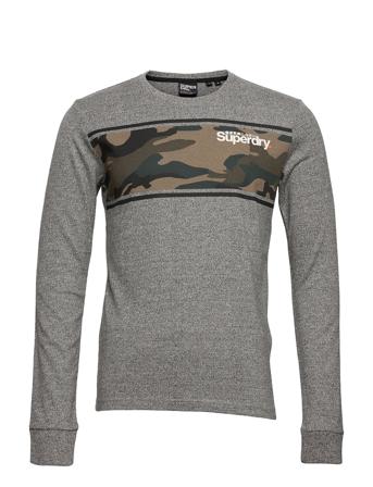 Core Logo Camo Stripe Ls Tee Grey Superdry