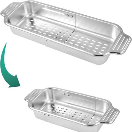 1 st Diskbänkssil, Utdragbar Diskbänkssil, Diskbänkssil i Rostfritt Stål, Utdragbar Köksbänkssil, Avloppskorg för Tvätt av Grönsaker