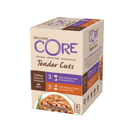 CORE Petfood - Tender Cuts Turkey Selection Multipack 6x85g - Katt - Kattefôr & kattemat - Våtfôr og våtmat - ZOO.no