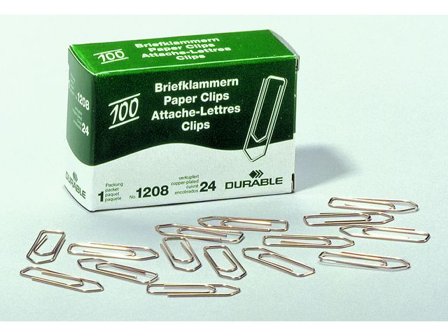 Durable Pappersklämmor, 32 mm, kopparbeläggning 100/fp - Lyreco - Kontorsmaterial - Till skrivbordet - Gem