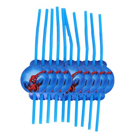 Spider-Man tema födelsedagsfest dekoration tillbehör pojkar present Spider-Man sugrör 10 st