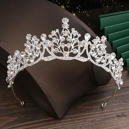 Princess Krystall Tiara Rhinestone Hårbånd SØLV silver