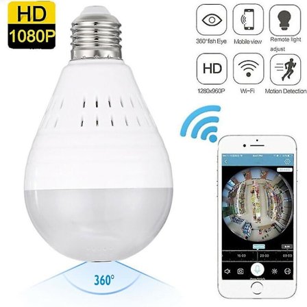 New Panoramic Wifi Ip Camera Light Bulb Home Security Lamp Fisheye Cam