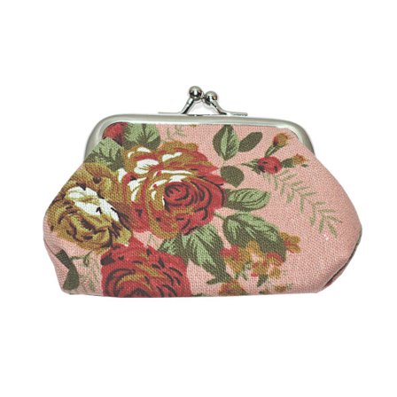 Lyserød blomsterprint - Pung [Lille v1]