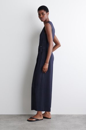 COS Women's Wrap-Front Jumpsuit Dress in Blue