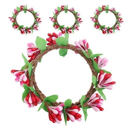 Vår Bordpynt Lysestake Ringer 10X10X2.5CM Multi Dekor 4 stk[YJD]