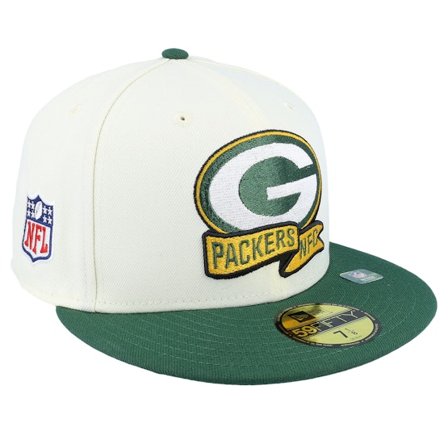 New Era - NFL White fitted Czapka Z Daszkiem - Green Bay Packers NFL22 Sideline 59FIFTY White/Green Fitted @ Hatstore