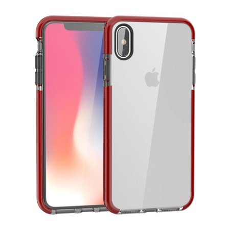 iPhone Xs Max tofarvet faldsikkert soft case - Rød/Grå