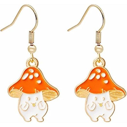Guld Fun Drop Hængeøreringe Sød Frisk Svampe Mad Øreringe Sød Sjov Planteform Øreringe Mode Smykker Gaver