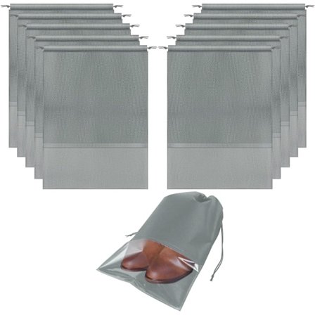 10 stk. sort bærbare rejseskopose, pladsbesparende støvtæt opbevaringspose(13 x 17,32 tommer), Grå