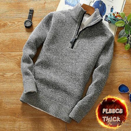 Talvinen miesten fleece paksumpi neulepusero puolipitkä vetoketju poolokaulus lämmin villapaita laadukas miesten slim neulottu villapaita kevääseen