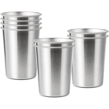 Rostfria Koppar, 8-pack Campingölkoppar, Hållbara och Oslåbara, Stapelbara och Återanvändbara för Camping och Festfestivaler