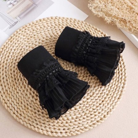 1Pair Fake Sleeve Irrotettavat hihansuut MUSTA