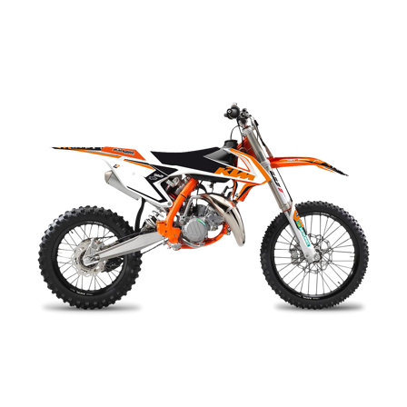 Kit Adesivi Completo Blackbird Dream 4 con Coprisella Arancio-Nero-Bianco - KTM 85 SX 2018-2022
