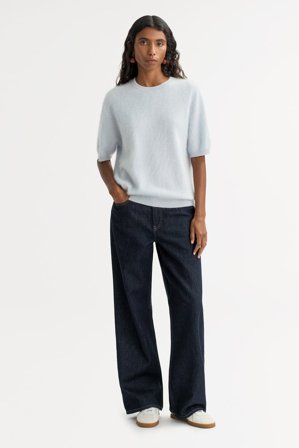 Soft Goat - Brushed Short Sleeve - Kaschmirpullover für Damen - S - Light Blue